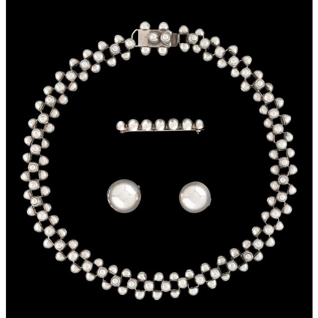 Mid-Century Modern Rare Mexican Modern Silver Jewelry Suite Caviar Model William Spratling For Sale - Image 3 of 12