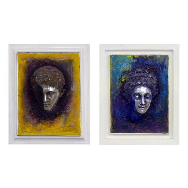Mixed Media Artworks in Aluminum on Painted Canvas from Giuseppe Caiafa, 2024, Set of 2 For Sale
