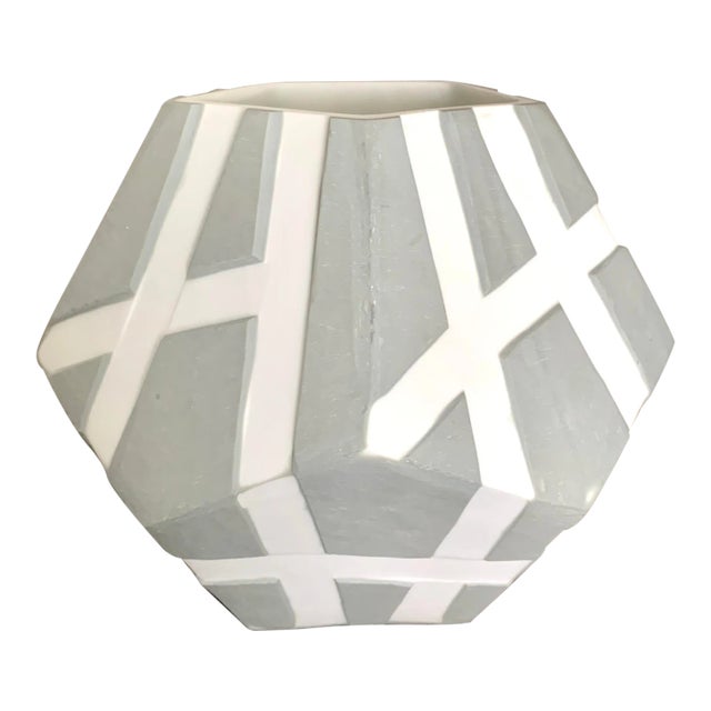 Grey Abstract Contemporary Ceramic Vase For Sale