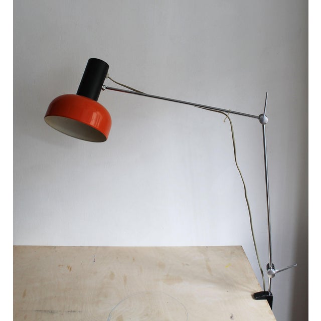 Adjustable Orange Clamp Desk Lamp by Napako, 1960s For Sale - Image 14 of 15
