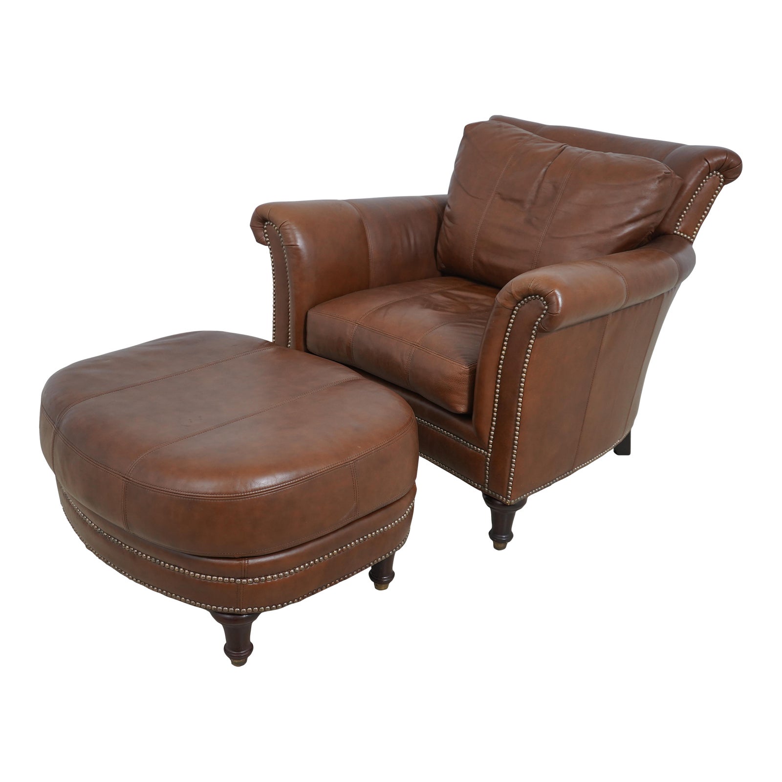 Ferguson Copeland Leather Chair & Ottoman Chairish