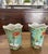 Ceramic Twentieth Century Famille Rose Chinese Export Heavily Enameled Turquoise Scalloped Vases, a Pair For Sale - Image 7 of 7