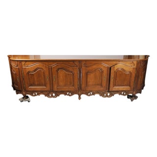 Mid 20th Century Monumental 10-Foot French Louis XV Provincial Carved Walnut Enfilade Sideboard For Sale