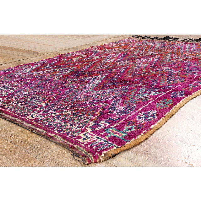Magenta Vintage Zayane Beni M'Guild Moroccan Rug, 05'08 X 07'11 For Sale - Image 8 of 10