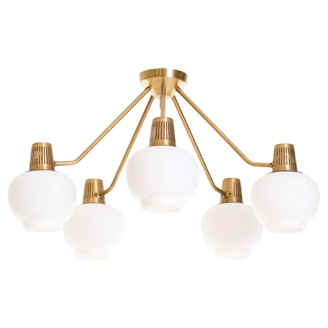 Brass Ceiling Lamp attributed to Hans Bergström, Sweden, 1950s For Sale