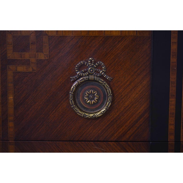 Wood Vintage Neoclassical Marble Top Inlaid Dresser For Sale - Image 7 of 18