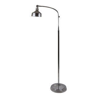 Vintage 1950s Industrial Chrome Adjustable Pharmacy Floor Lamp For Sale
