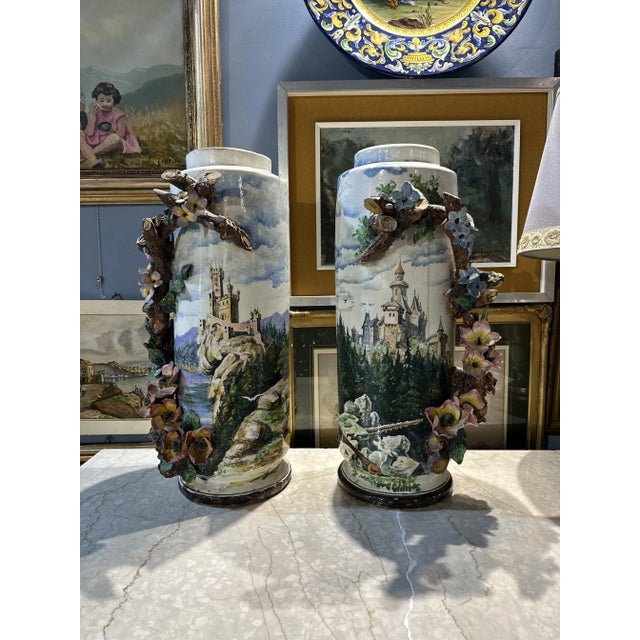 Barbotine Vase, 1890s, Set of 2 For Sale - Image 6 of 10
