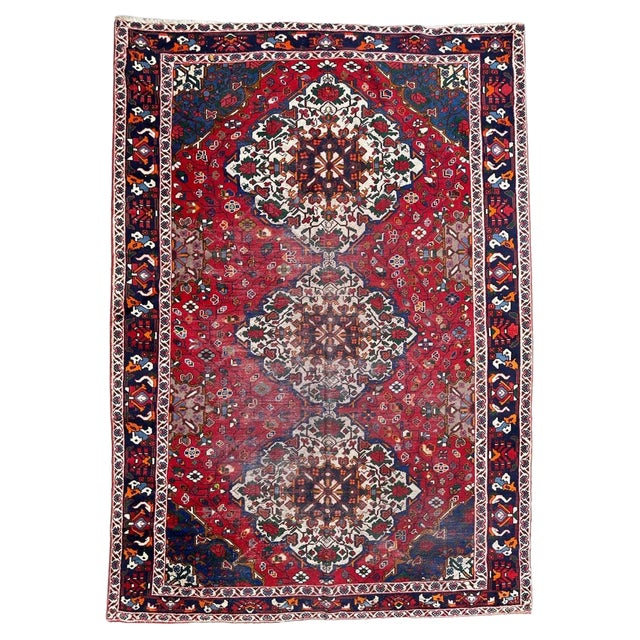 Vintage Distressed Bakhtiar Rug, 1950s For Sale