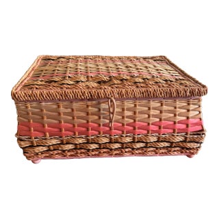 Vintage Sewing Basket Containing 1920s-1930s Buttons and Snaps For Sale