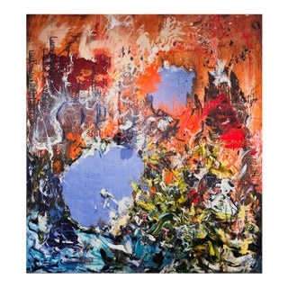 Mid 20th Century Monumental Abstract Mid Century Modern Oil Painting Vintage For Sale