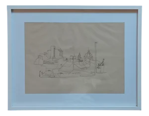 Andreu Alfaro, Urban Landscape Drawing of Valencia, 1958, Ink