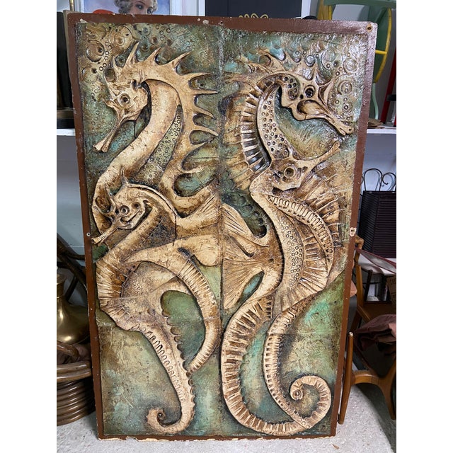 Ceramic Terracotta Bas-Relief Panel Depicting Seahorses by Ermanno Vites, 1979 For Sale - Image 7 of 7