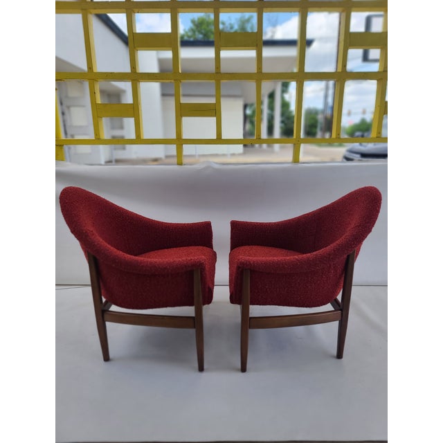 Pair Milo Baughman Thayer Coggin Walnut Petite Armchairs For Sale In San Antonio - Image 6 of 9