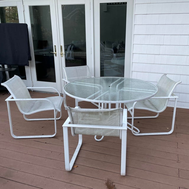 1970s Brown Jordan Outdoor Dining Table & Four Quantum Chairs Set of