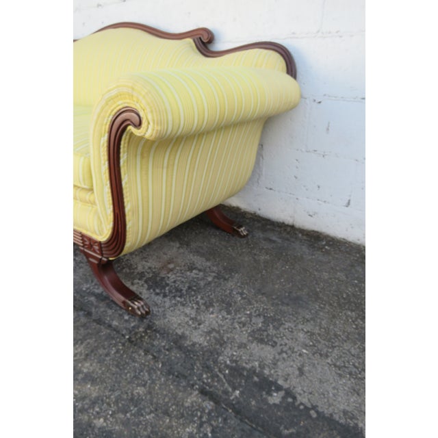 Brown Duncan Phyfe 1940s Mahogany Hand Carved Tapestry Sofa Couch 5857 For Sale - Image 8 of 12