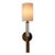 Mid century, modern style narrow column sconce featuring a crystal turning joined with aged brass finished knurled...