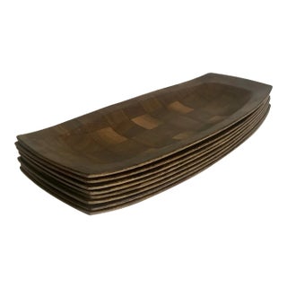 Vintage Weavewood Surfboard Shaped Long Bowls - Set of 8 For Sale