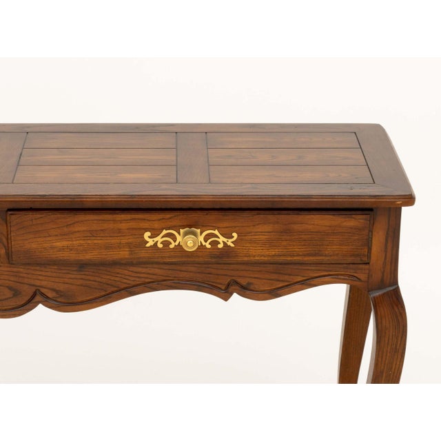 Henredon Henredon French Provincial Style Oak Console Table For Sale - Image 4 of 9