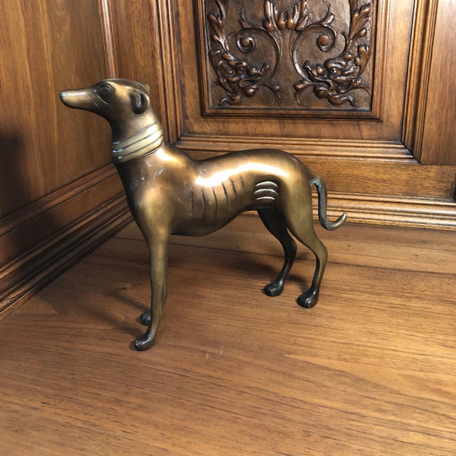 Contemporary Mid 20th Century Bronze Figure of Greyhound For Sale - Image 3 of 6