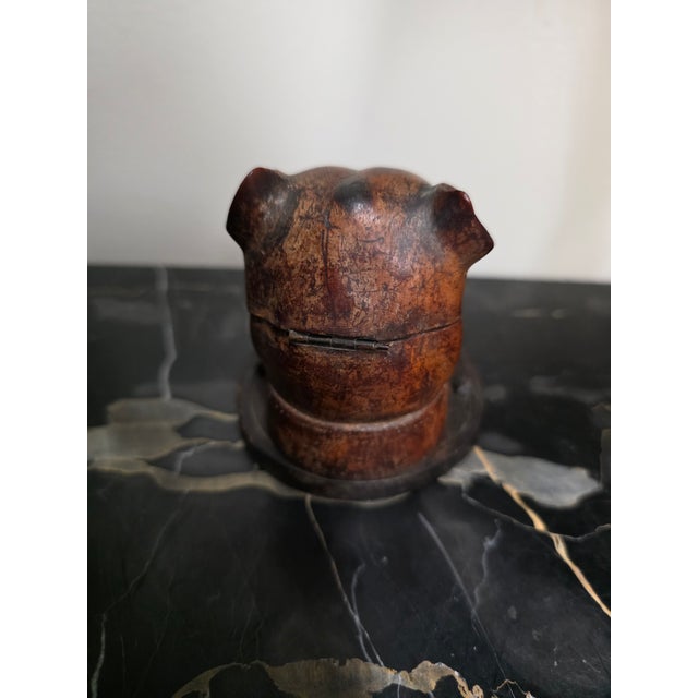 19th Century Victorian Lignum Vitae Bulldog Inkwell, c.1860 For Sale - Image 4 of 7