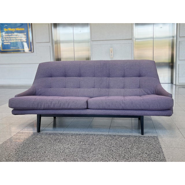 Mid-Century Modern 1960s Danish Modern Sofa in Lavender Linen For Sale - Image 3 of 14