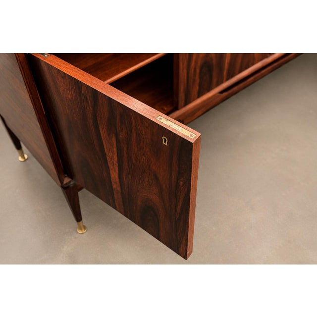 Giuseppe Scapinelli Rosewood Credenza With Brass Sabots, Brazilian Modern, 1950s For Sale - Image 14 of 18