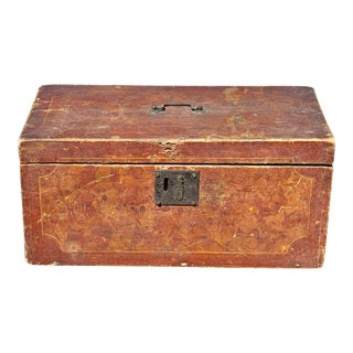 Antique Painted Document Box - Faux Tortoise Shell Decoration For Sale