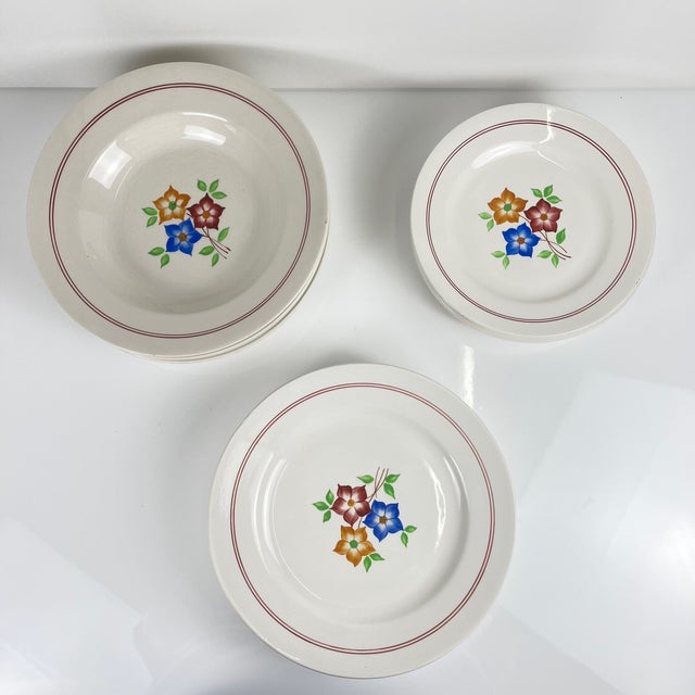 Mid-Century Modern Dinner Service for Six People from Moulins Des Loups, 1950s, Set of 18 For Sale - Image 3 of 13