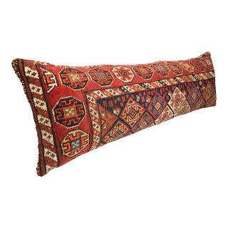 Handwoven Persian Rug Pillow Cover – Antique Tribal Decorative Throw Cushion -16'' X 49'' For Sale