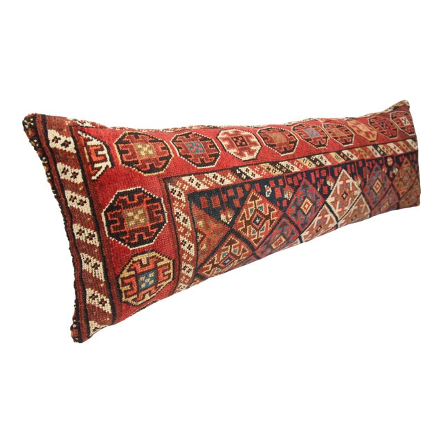 Handwoven Persian Rug Pillow Cover – Antique Tribal Decorative Throw Cushion -16'' X 49'' For Sale