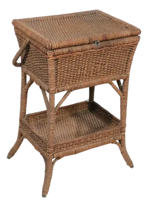 Antique Rope Wicker Sewing Stand