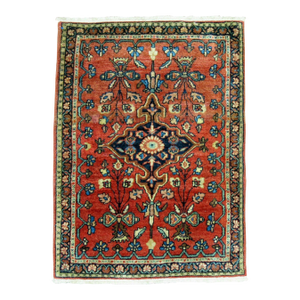 Zabihi Collection Traditional Full Pile Mat Size Antique Sarouk Ferehan Rug