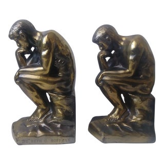 1928 Thinking Man Brass Bookends - a Pair For Sale