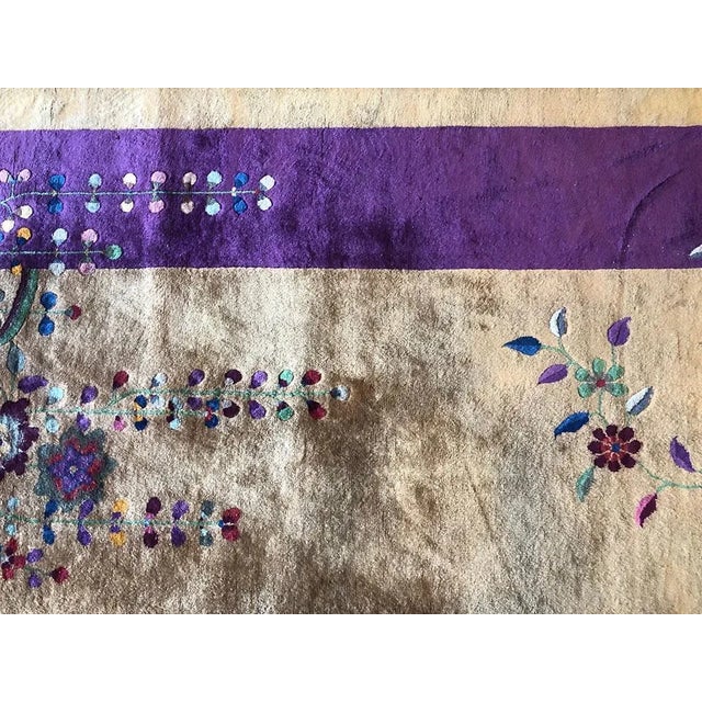 Textile Antique Purple Art Deco Chinese Rug For Sale - Image 7 of 9