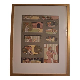 1900s Turn-of-the-Century French Art Nouveau Belle Époque Fashion Plate - Framed For Sale