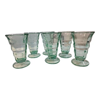 1930s Uranium Ice Cream Float Glasses - Set of 6 For Sale