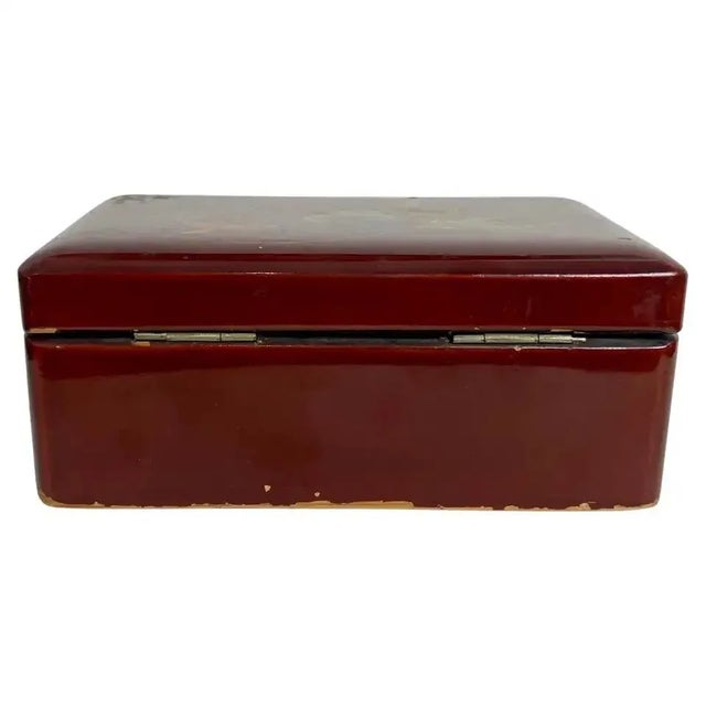 Antique Red Lacquered Box, 1800s For Sale - Image 5 of 10