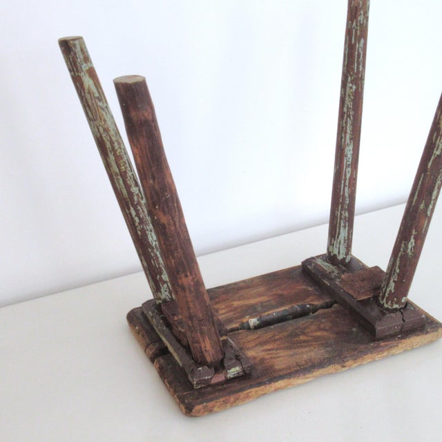 Brown Vintage Folk Art Stool, 1920s For Sale - Image 8 of 12