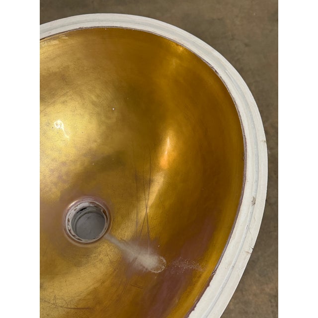 Vintage Sherle Wagner Italian Porcelain Undermount Sink With Gold Interior For Sale - Image 12 of 17