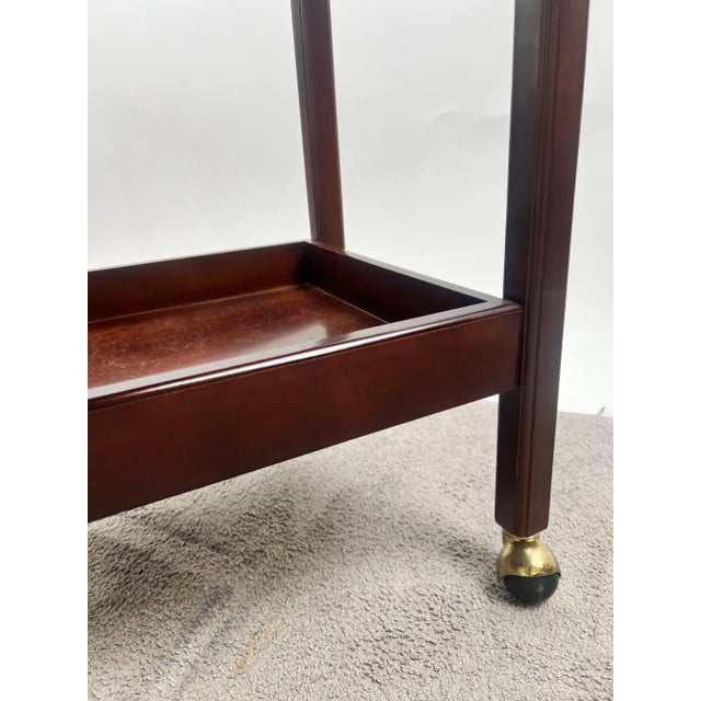 English Style Bombay Company Butler's Tray Table Cherry Wood Drop Leaf Serving For Sale - Image 10 of 17