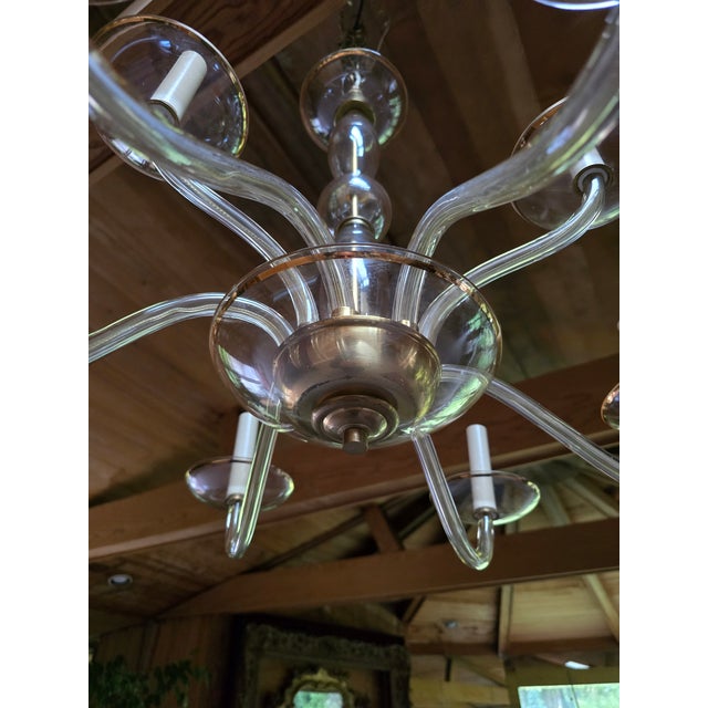 Vintage Mid Century Modern Murano Style Nos Chandelier For Sale In Boston - Image 6 of 10