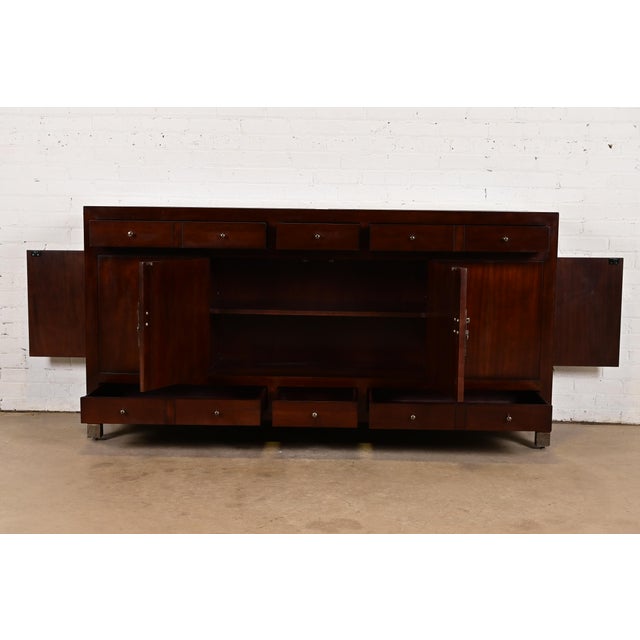 Late 20th Century Michael Taylor for Baker Furniture Hollywood Regency Chinoiserie Mahogany Sideboard Credenza For Sale - Image 5 of 15