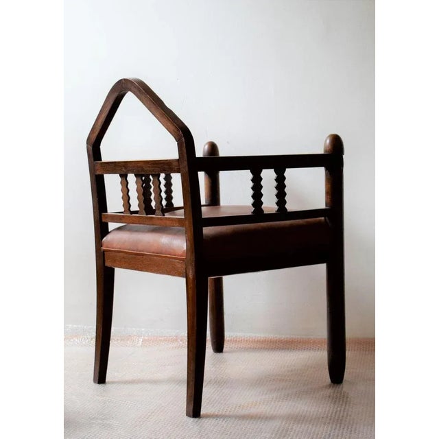 Interesting Art Nouveau Club armchair - architect's draft. Severe and massive execution.