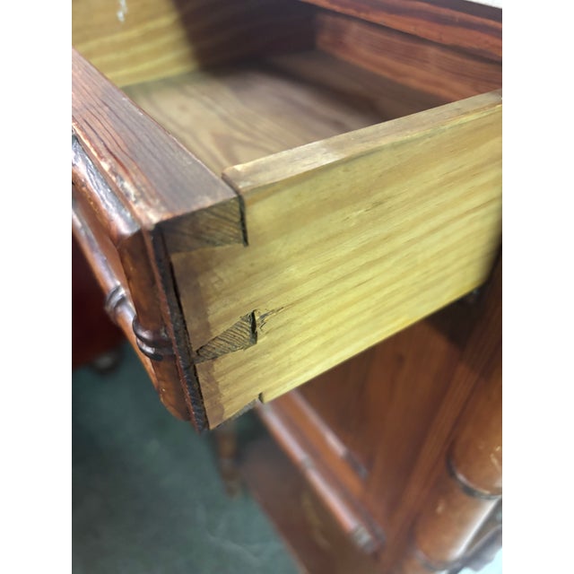 Chestnut English Faux Bamboo Nightstand, 19th Century For Sale - Image 8 of 9