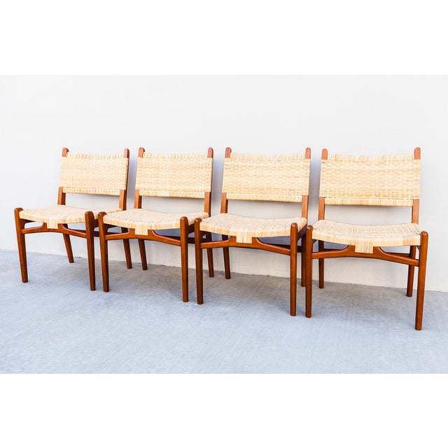 Hans Wegner Ch 31 Teak & Rattan Dining Chairs, Danish Mid Century Modern For Sale - Image 16 of 16