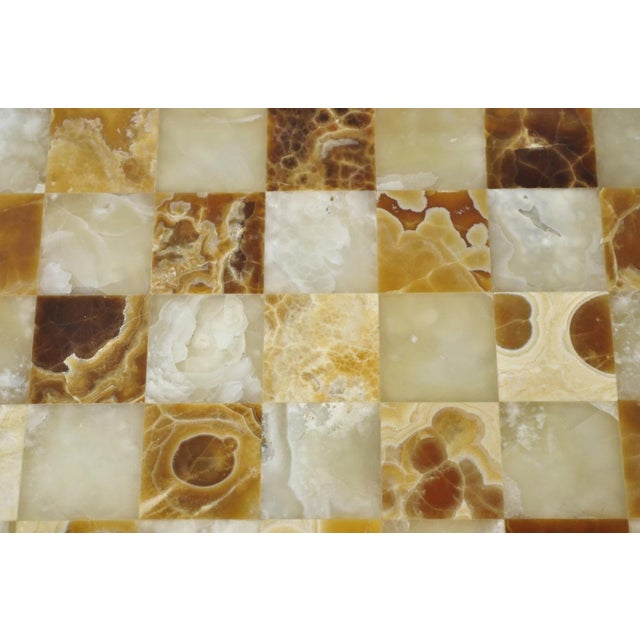 Brown Vintage Mid Century Modern Mosaic Brown Onyx Stone Chess Game Checkerboard For Sale - Image 8 of 18