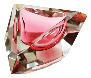 Multifaceted Triangular Ashtray or Catch-All in Pink Murano Glass attributed to Flavio Poli for Seguso, Italy, 1960s