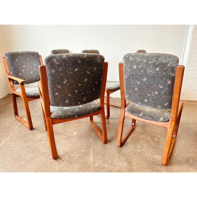 Wood Upholstered Danish Teak Dining Chairs - Set of 6 For Sale - Image 7 of 12