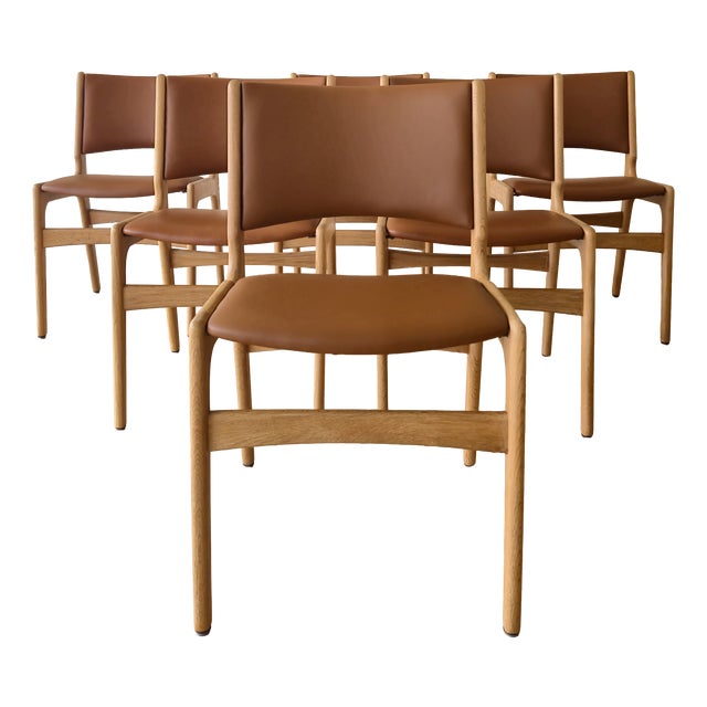 Model OD89 Dining Chairs in Oak and Italian Cognac Leatherby Erik Buch, Denmark, 1960s, Set of 8 For Sale